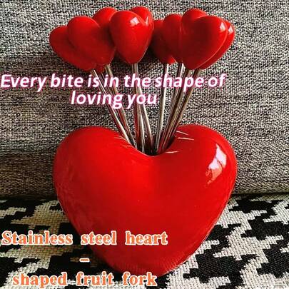 2 st/1 st hjärtformade fruktgafflar, fruktgafflar i rostfritt stål - hjärtformad älsklingdesign, med stativ, hållbara dekorativa frukt- och snackspett, trendigt festtillbehör, robust design, fruktspett för hem och företag, söta dessert-, kak- och bakverkspett