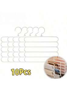 10Pcs 5 Layer Multifunctional Portable Storage Travel Hangers , Anti Slip, Multi Layer Clothing Store Wardrobe Clothes Hanger, Shoes Jeans Boots Skirt, Pants Hangers Organizer Space Saving, Suitable Dormitory,  Room, Home, Bedroom Use - White - View 15