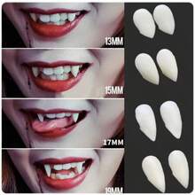 1 Pair Sticky Vampire Fangs, Party Costume Prop, White Horror Fake Teeth, Party Favor, Masquerade Accessory - White - View 1