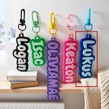 1 pieza Llavero de nombre de acrílico, accesorio DIY, adecuado para bolso, decoración de mochila, equipaje, etiqueta de nombre para cumpleaños y vacaciones, regalo para familia, amigos, regalo personalizado - Multicolor - Ver 18