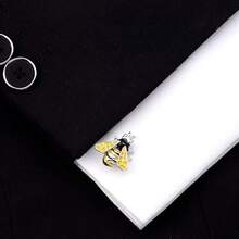 Gemelos dorados para hombre, diseño de catarina, personalizados, adecuados para bodas, fiestas, joyas, regalo - Abejas Amarillas - Ver 9