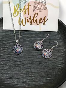 1pc Elegant 7 Chakra Lotus Flower Pendant Necklace, Yoga Chakra Healing Stone Bar Necklace For Women, Energy Balance Jewelry For Party, Anniversary, Birthday Gift - Multicolor - View 10