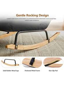 Rocking Chair With Adjustable High Backrest, Extra-Wide Cushioned Gliding Rocking Chair, Comfortable Corduroy-Trimmed Chair, Suitable For Living Room And Bedroom. - Black - View 6