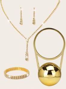 LETODE Rhinestone Jewelry Set Bling Necklace Earrings Bracelets Set For Women Evening Clutch Bag Bridal Wedding Gold Plated Spherical Acrylic Handbag Fashion Metal Decoration Purses For Women Prom With Detachable Metal Chain For Wedding And Party Shoulder Bag For Women Clutch Purses For Ladies Bag Women's Handheld Evening Bag Versatile Handheld Bag Cocktail Party Wedding New Wallet Banquet Bag - Gold - View 3