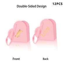 12pcs Romantic Heart Shape Flower Wrapping Paper Bags | Exquisite Love Pattern, Lightweight, Sturdy Material, Perfect For Wedding Party Candy Chocolate Gift Packaging Supplies - Multicolor - View 3