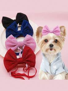 2/4pcs Pet Bow Headband, Bow Hair Ties Suitable For Small/Medium Dogs, Dog Collar Cat Pet Headpiece, Cute Pet Decoration For Holidays, Perfect For Pets On Valentine's Day And Weddings - Multicolor - View 7