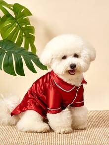PETSIN A Pet Non Stretchy, Lightweight, Breathable And Comfortable Home Sleepwear Suitable For Small Dog Breeds Such As Teddy Bears To Wear All Year Round (The Product Is Slightly Smaller, It Is Recommended To Purchase 1-2 Sizes Larger, Please Choose Carefully For Other Dog Breeds) - Burgundy - View 9