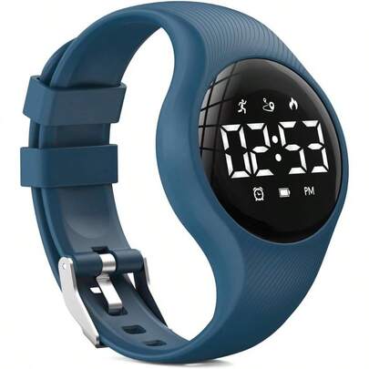 - Reloj digital con podmetro para nios, reloj de conteo de pasos, rastreador de fitness, impermeable, fecha/despertador/temporizador, para nios, adolescentes, nias, mujeres color azul
