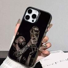 New  Phone Case With A Design Of A Football Player Holding A Trophy, Featuring A Matte Surface And Shockproof Function. Suitable For Various  Models, Including 11 To 17 And Their Pro Versions. - Silver - View 5