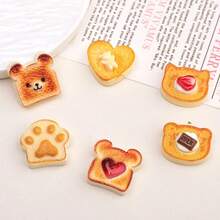 1 Set Of 1pc/6pcs Cartoon Toast Pattern Resin Fridge Magnets, Creative Stickers, Cute Decor, Personalized Refrigerator Magnets, Suitable For Kitchen, Office, Whiteboard, Storage Cabinet And Dishwasher, Home Kitchen Decor, Party Gifts - Multicolor - View 3