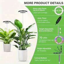 Adjustable Full Spectrum Indoor Plant Growth Light, LED Grow Light For Large Plants, Auto On/Off Timer (3/9/12H), 9 Brightness Levels - Full Spectrum - View 7