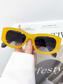 新款时尚大框方形撞色眼镜，适合街头风、嘻哈风、派对、假日等场合，厚框猫眼沙滩度假复古风 - 彩色 - 查看 14