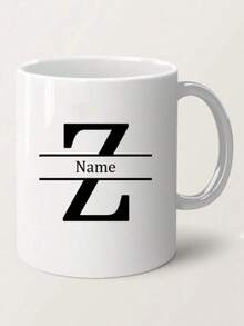1pc, 11oz Personalized Letter Name Custom Coffee Mug - Designed Customized Cup, Ceramic Mug, Unique Novelty Mug, White Tea Cup, Personalized Letter Name Custom Coffee Mug - Designed Customized Cup, Summer & Winter Drinkware, Birthday Gift, Family Gathering Gift, Holiday Gift, Mildew Resistant, Reusable, Elegant, Cute, Modern