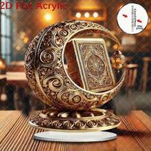 1pc Bohemian Style 2D Golden Moon & Acrylic Dream Catcher, Multifunctional Home And Office Decor, Vibrant Desktop Decoration With Stand, Ideal Gift For Home, Decorative Plaques And Statues