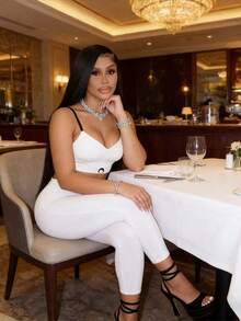 Ladies' Casual Camisole Vest Sexy Spicy Girl Group Moon Vest Long Pants Set Two-Piece Set - 白色 - 查看 1