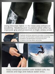 scubadonkey 3.0毫米厚男士保暖潜水服，氯丁橡胶隔热冲浪泳衣，水上运动连体服，氯丁橡胶保暖泳装 - 黑色 - 查看 3