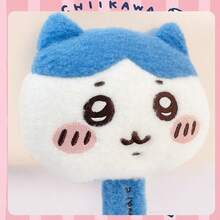 Miniso Hachiware Hand Mirror Blue-White Color Block Design Soft Short Embroidered Expression Details Portable Touch-Up On-The-Go Mirror(1 PC) - Baby Blue - View 5