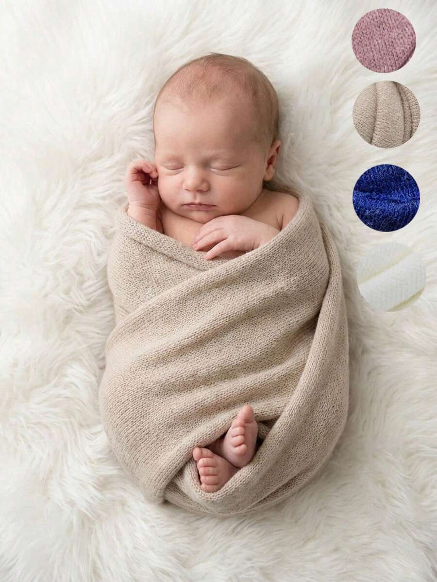 Soft Knitted Stretchy Blanket Photography Prop For Newborns, 4 Colors Available, Suitable For Baby Boys And Girls, Photography Studio Accessory, Newborn Gift