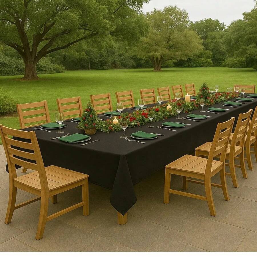 Oxford Slub Tablecloth, 5 Meters, Plain, For Events And Decoration - Black - View 1