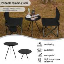 1 件式铝合金户外折叠桌，便携式咖啡桌，2 节可调节桌，小型露营圆桌，配有专用收纳袋，方便携带。