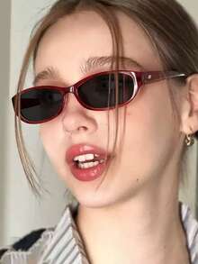 1副女士复古椭圆形镜框时尚眼镜，聚碳酸酯镜腿，轻便，适合户外佩戴 - 彩色 - 查看 14