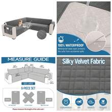 Waterproof L Shaped Couch Cover For Sectional Sofa Velvet Quilted Corner Sofa Cover L Shape Furniture Protector Slipcover Set With Non Slip Straps For Pets Dogs Kids (Large, Dark Grey) - Dark Grey - View 2