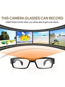 1080P HD Video Camera With Glasses, Digital Video Recorder Camera,Wide-Angle Lens Of 65 °, Eye Protection DV Bicycle Sports Cycling Camera, Outdoor Sports Glasses, Portable Camera With 32GB Memory Card