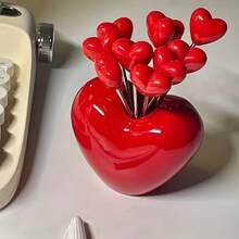 2pcs/1pc Heart-Shaped Fruit Forks, Stainless Steel Fruit Forks - Heart Sweetheart Design, With Stand, Durable Decorative Fruit & Snack Picks, Fashionable Party Accessory, Sturdy Design, Home & Commercial Fruit Skewers, Cute Dessert, Cake & Pastry Picks - Multicolor - View 10