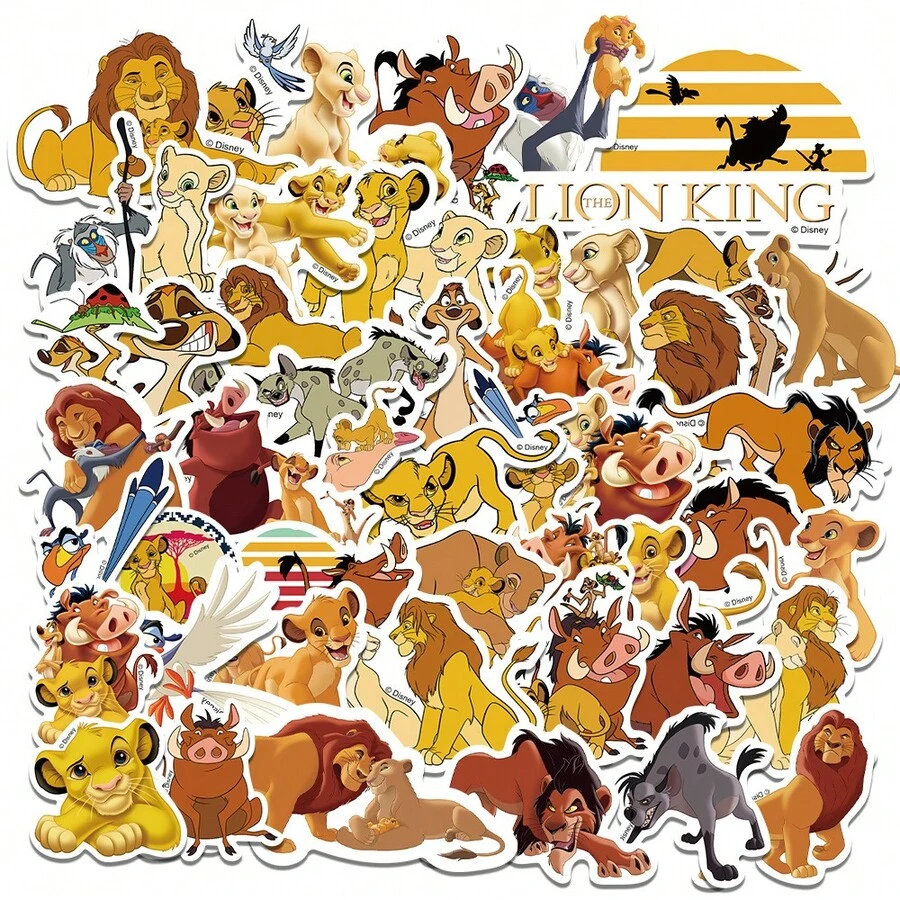 Disney 50 Lion King Stickers, Lion King Party Favors, Simba Cartoon Stickers, Mufasa Stickers, Lion Stickers, Pumbaa Stickers, Zazu Stickers, Waterproof Stickers, Stickers, Can Be Used For Books, Diaries, Phone Cases, Laptops, Tablets, Water Bottles, Suitable As Holiday, Birthday Gifts Or Reward Stickers, Gift Decorations - Multicolor - View 1