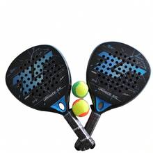 2支JOEYPLAY 24K碳纤维球拍，高性能钻石头板式网球拍，红色超轻全碳纤维沙滩球拍，高抓握力3D纹理反光表面，EVA泡沫芯超弹力，防滑人体工学手柄，高减震设计，轻松发力旋转，时尚运动球拍（含2个网球） - 藍色 - 查看 10