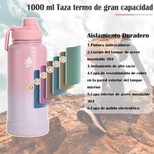 ¡RecomendadoTermo de Acero Inoxidable,Termos para Agua 1 Litros/32 OZ,Botella de Agua Mantiene Fría (24 horas) o Caliente (12 horas),Water bottle (Rosa Degradado,1000ml & 32OZ)¡Top de Temporada - Azul degradado - Ver 4