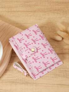 女孩拉链钱包 - 优雅粉色心形蝴蝶结设计卡包，配有多个卡槽和一个拉链口袋，适合日常和正式场合 - 情人节、新年或送给女孩的绝佳礼物 - 彩色 - 查看 5