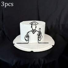 1个/3个黑色毕业帽蛋糕装饰插牌，亚克力材质，祝贺毕业生，毕业派对蛋糕装饰 - 彩色 - 查看 10