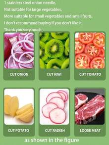 1pc Stainless Steel Onion Needle, Multifunction Onion Holder Slicer For Kitchen - Multicolor - View 9