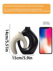 2pcs Ceramic Wreath & Donut Shaped Modern Vases, Creative Dual-Color Minimalist Style Decorative Vases For Home Decor, Suitable For Dining Table, Living Room, Entryway, Bookshelf, Fireplace, And Room Decoration - Multicolor - View 13