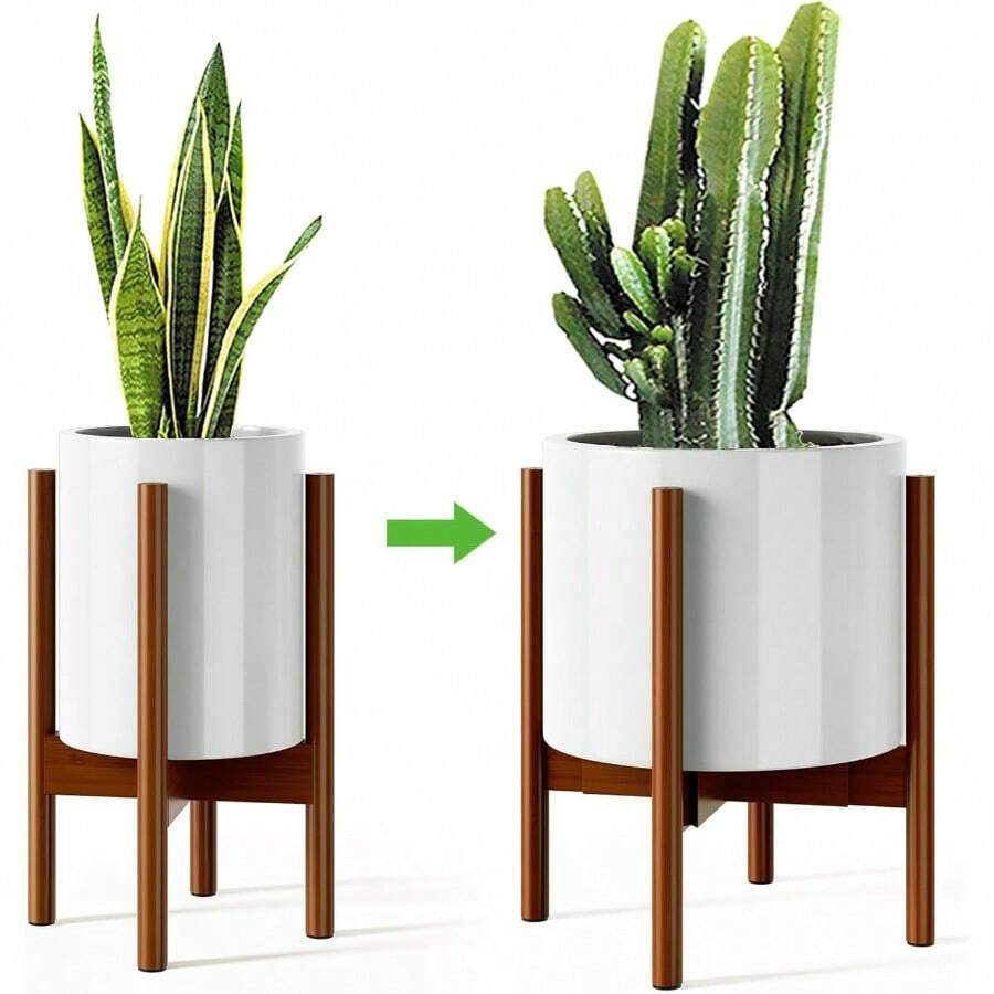 Plant Stands & TablesMUDEELA Soporte ajustable para plantas de 8 a 12 pulgadas soporte moderno de bambú de mediados de siglo (15 pulgadas de altura) soporte para plantas de interior se adapta a macetas de 8 9 10 11 y 12 pulgadas (maceta y planta no incluidos) (marrón oscuro) - Café Oscuro - Ver 1