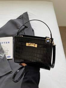 1 Bolsa Feminina Versátil E Moderna, Bolsa Transversal De Ombro Em Pu, Ideal Para Férias, Encontros E Presentes - Preto - Ver 6