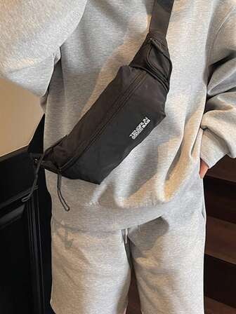 1 st herrmagväska i nylon, bröstväska, magväska i nylon med justerbar rem, reptålig och slitstark ficka för pass, pengar, ID-kort, kreditkort, lätt, för pendling, casual, enfärgad, present till pojkvän