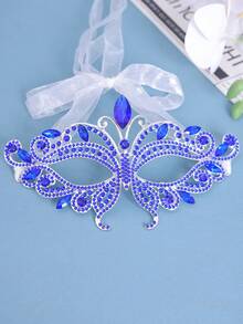 1pc Rhinestone Half Face Mask Women Masquerade Eye Mask Shiny Rhinestone Metal Mask For Party Prom Masquerade Ball Bridal Cosplay Events,Valentine's Day Costume - Multicolor - View 6