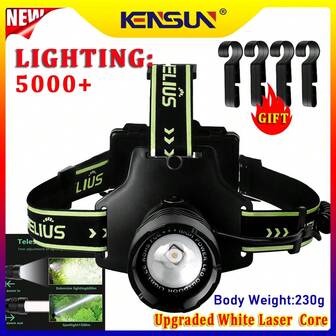 Linterna frontal LED brillante actualizada, foco de alta potencia, faro LED de largo alcance, recargable por USB tipo C, linterna frontal con sensor de movimiento para camping