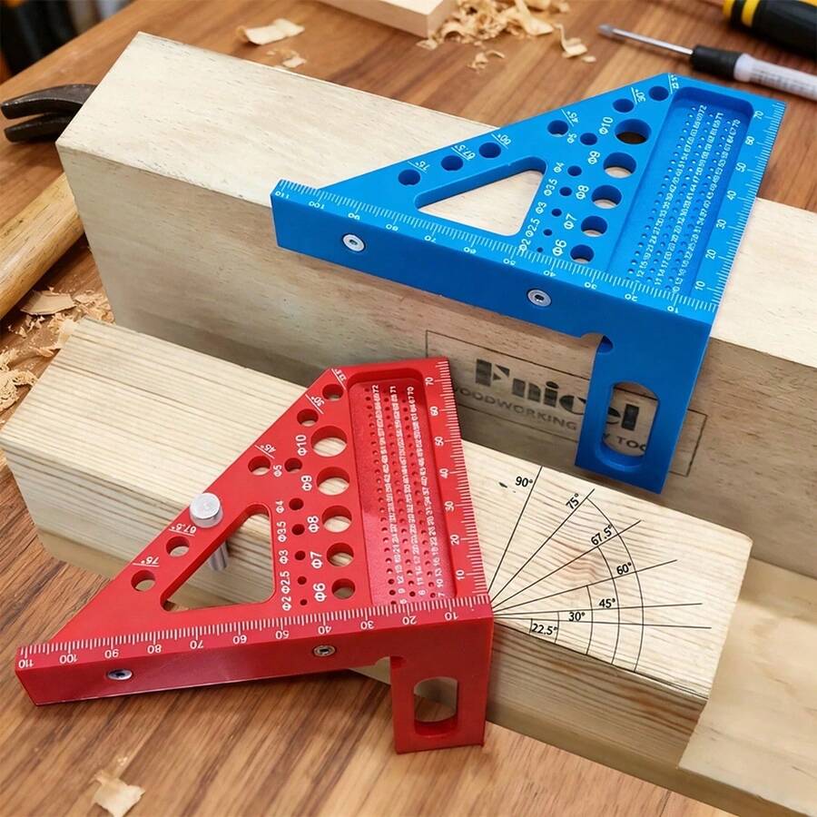 1pc ABS 3D Multi-Angle Combination Protractor Ruler For Woodworking, Precision Measuring & Scribing Layout Tool For Carpenter And Construction - Multicolor - View 1