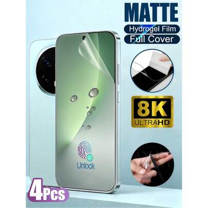 4 Miếng Dán Màn Hình Hydrogel Mềm Mờ [KHÔNG PHẢI KÍNH] Tương thích với màn hình hiển thị phía trước của /Honor 600, siêu rõ nét, cảm ứng mượt mà, chống trầy xước, chống bụi, chống nước, tự động sửa chữa vết xước, thích hợp cho chơi game.