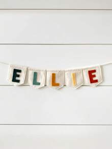 小型毛毡横幅（字母可定制） - 个性化旗帜装饰，适用于婴儿房和儿童房，姓名三角旗横幅，旅行收纳袋 - 彩色 - 查看 5