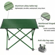 Folding TablesROCK CLOUD - Mesa de camping portátil ultraligera plegable de aluminio para acampar senderismo mochileros picnic verde - Verde - Ver 3