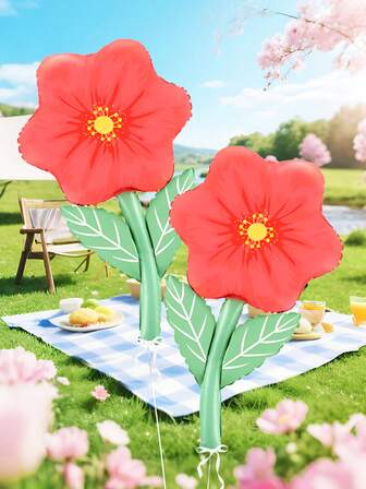 1/2个 - 大号花朵气球，37英寸手持式花朵铝箔气球，适用于生日、春季活动、春季派对、婚礼、情人节、母亲节、迎婴派对、派对装饰、周年纪念、求婚、摄影、浪漫惊喜装饰