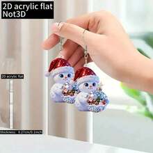 Bohemian Snowman Earrings, Mini Snowball Style, Christmas Party Flat Acrylic Snowman Earrings - Multicolor - Ver 3