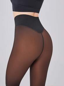 Thiết kế dây đai nén và đường may đơn mới! Quần legging giữ nhiệt lót len cổ điển, quần bó sát ấm áp cho nữ mùa đông, quần tất lông cừu mùa thu/đông, quần nhung dày ấm áp gợi cảm, quần legging giữ nhiệt ôm sát co giãn. - Màu nâu Sô-cô-la - Xem 6