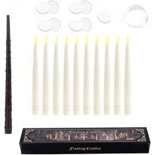 Velas Flotantes con Varita, 10 Velas Flotantes Cónicas sin Llama, Vela Eléctrica LED para Ventana para Decoraciones de Fiesta de Cumpleaños,36772288 - Multicolor - Ver 1