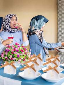 10pcs/Set Star & Moon Gift Box, Castle Pattern, Gold & White, DIY Candy Paper Box With Ribbon Bow, Gift Packaging, 1pc/5pcs/10pcs Set - Multicolor - View 4