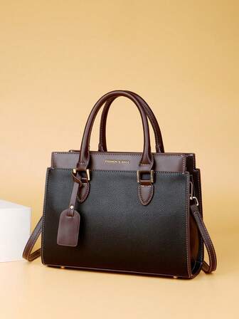 Bolso de mano de mujer de unicolor de gran capacidad para uso casual y de oficina